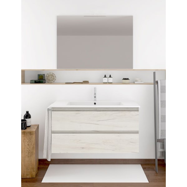 Mueble de baño ibiza con lavabo y espejo 80x45cm blanco nórdico
