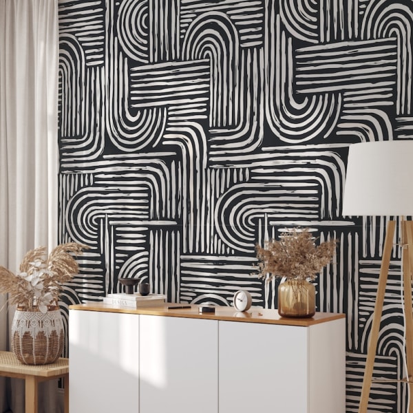 Papel pintado rayas negras