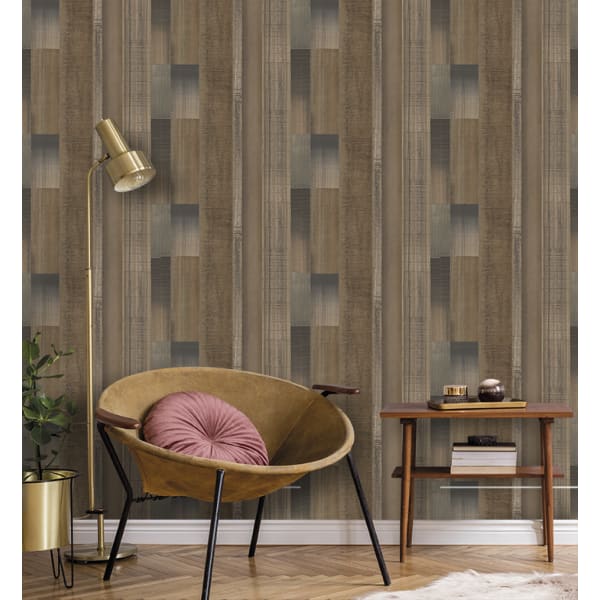 Papel pintado texturizado tnt tablas madera envejecida marron