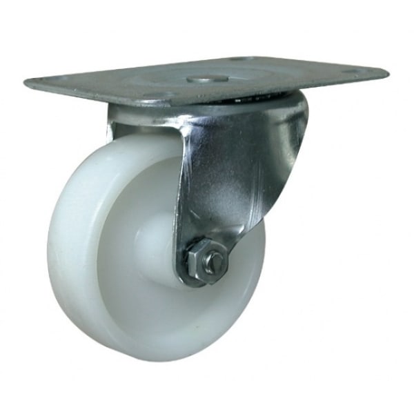 Rueda giratoria de nylon ø 75 mm (placa 105 x 85 mm)