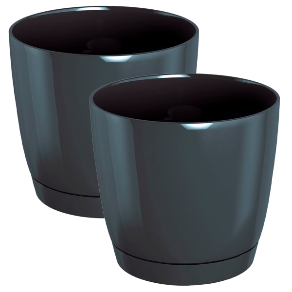 WellHome Pack 2 maceteros redondos Coubi  Grafito - 28x28x26,2 cm