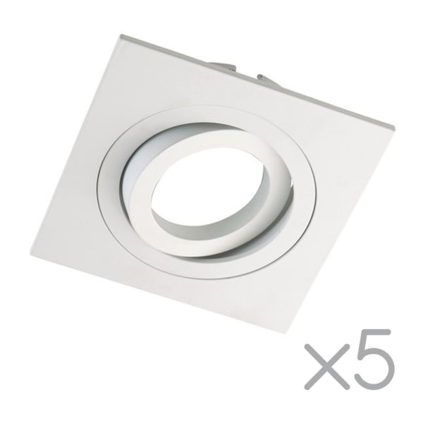 Pack 5 foco embutido regulável classic quadrado branco wonderlamp 1xgu10