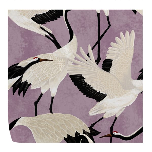 Papel pintado garzas lilas