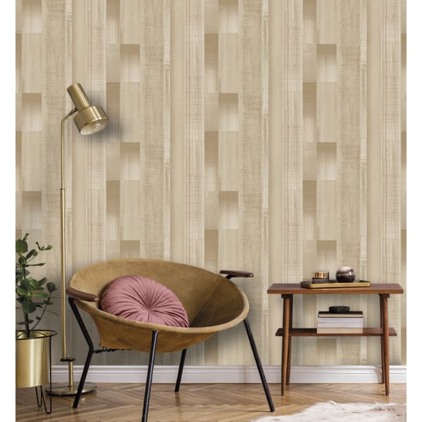 Papel pintado texturizado tnt tablas madera envejecida beige