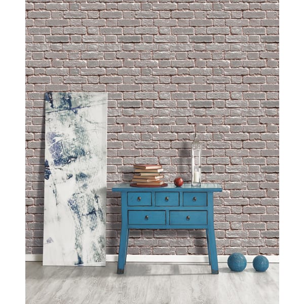 Papel pintado texturizado tnt pared de ladrillos efecto metálico cobre