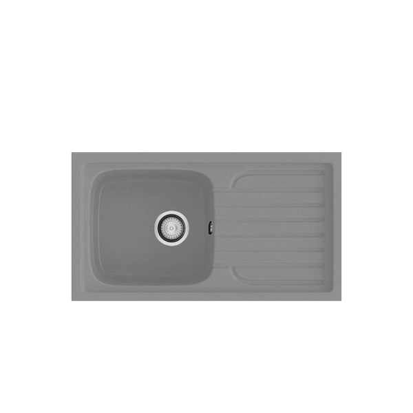 Poalgi - fregadero topacio gris - sobre encimera - 1 cubeta + escurridor