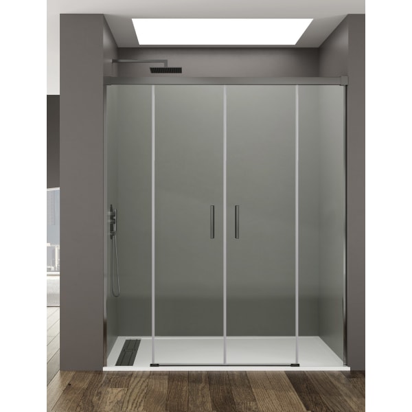 Resguardo frontal de chuveiro BASIC 2+2 192cm - Transparente - Titânio