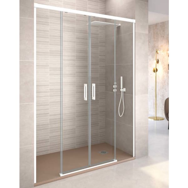 Mampara ducha frontal 2 puertas 2 fijos | transparente blanco 170cm