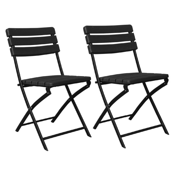 Pack 2 cadeiras dobráveis com efeito de madeira preto 55x46x81cm 7house