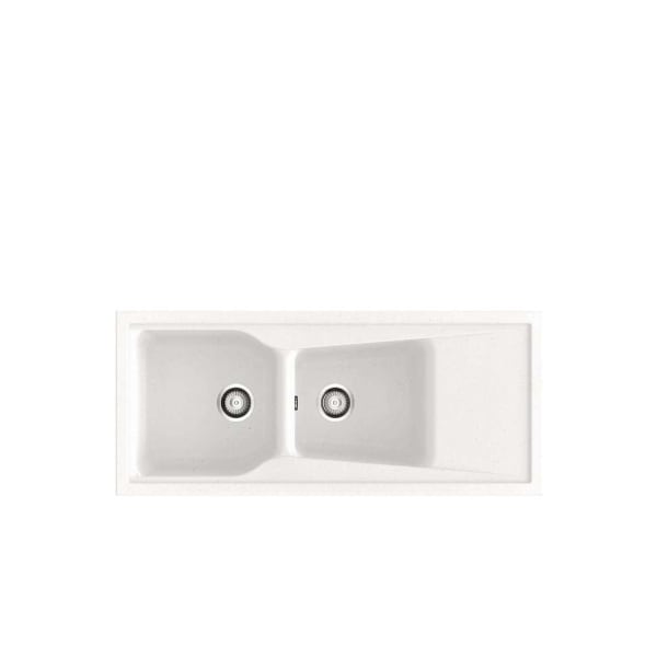 PoaLGi - fregadero 118x51 cm city blanco - 2 cubetas + escurridor
