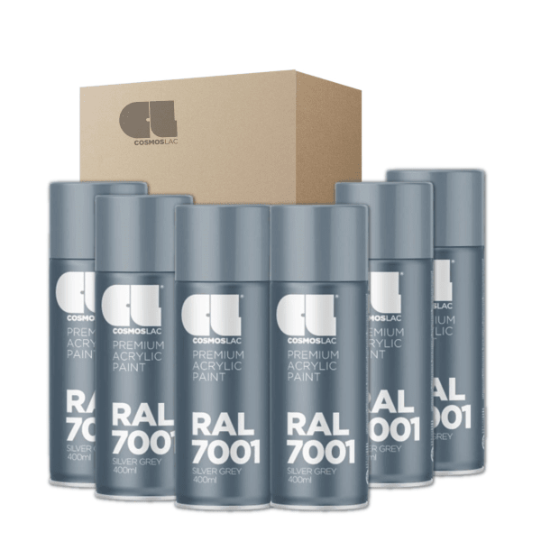 6 x spray premium acrylic brillante ral  400 ml (ral 7001 silver grey)