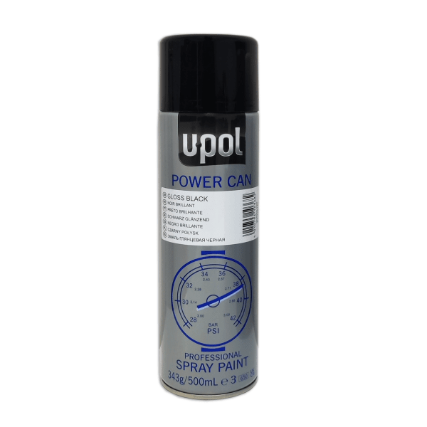 Spray u-pol power can pcgb negro brillante 500 ml