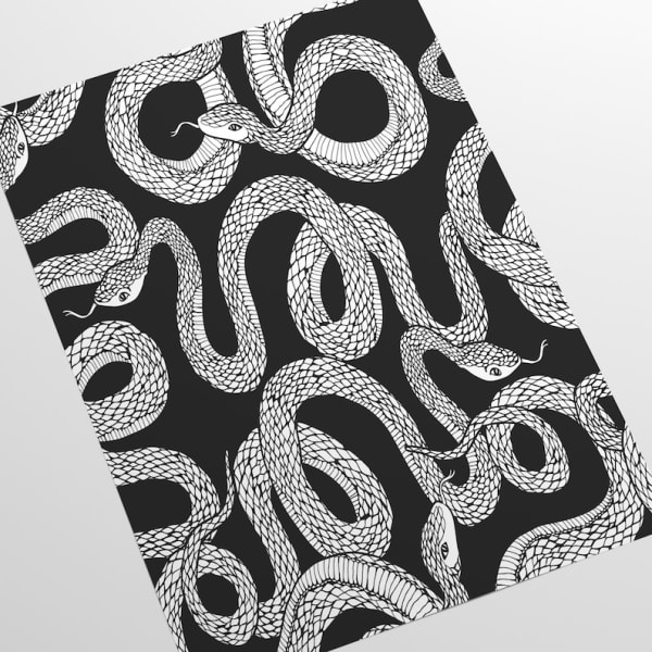 Papel pintado serpientes en blanco y negro