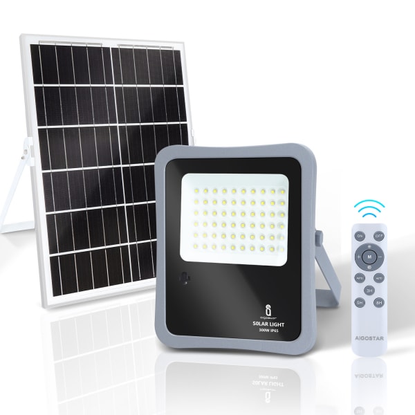 Aigostar refletor LED solar com controle remoto, 300w, 6500k ip65