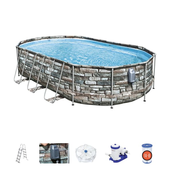 Conjunto de piscina desmontável bestway® power steel™ comfort jet seri