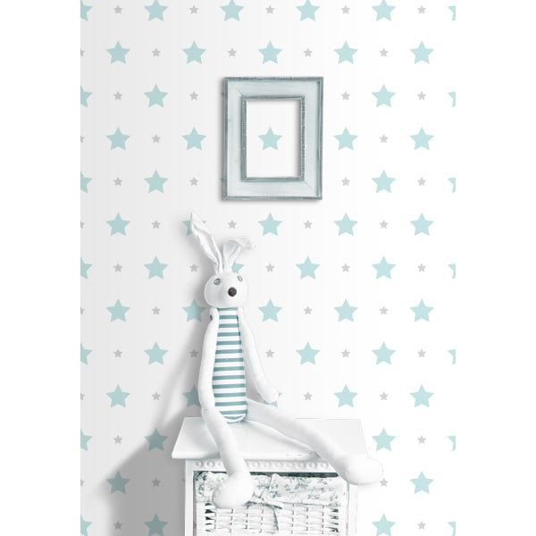 Papel pintado estrellas turquesa