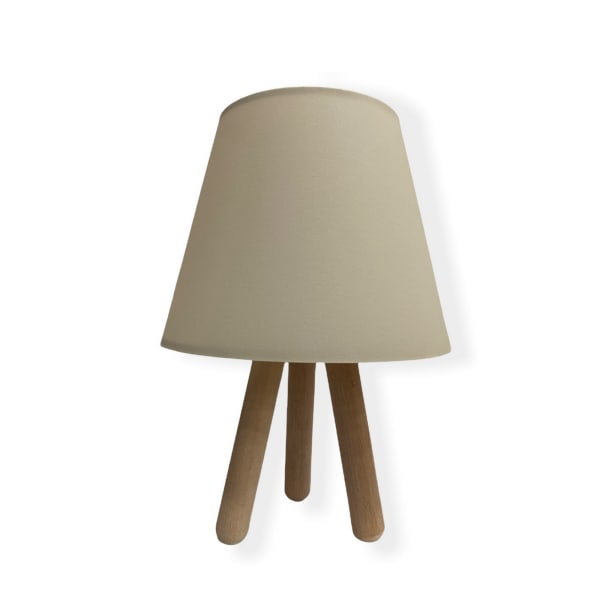 Lâmpada de mesa, pé de madeiral cor bege natural
