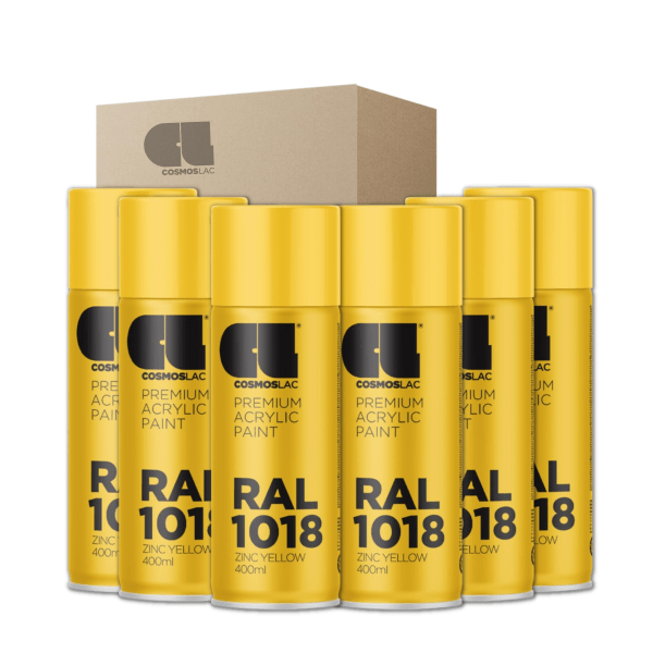 6 x spray premium acrylic brillante ral  400 ml (ral 1018 amarillo de zinc)
