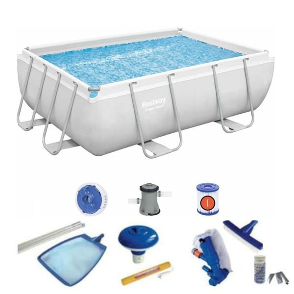 Pack piscina rectangular bestway frame 287x201x100 cm con depuradora, escal