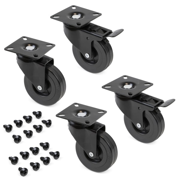 Emuca kit de ruedas black de color negro con placa de montaje