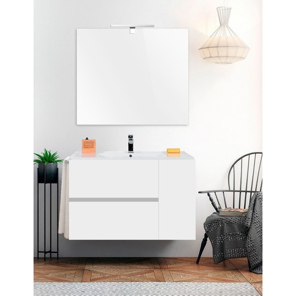 Mueble de baño itaca con lavabo y espejo 120x45cm blanco