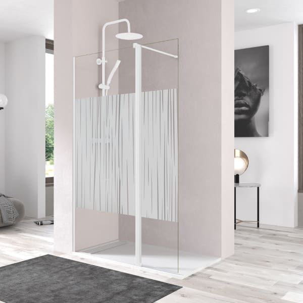 Cabina duche porta pivotante 90cm + 40cm serigrafía branco