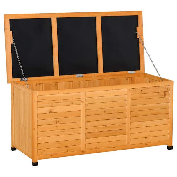 Baúl de almacenaje 127x56x60 cm madera de abeto color marrón Outsunny