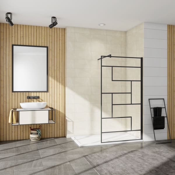 Painel de duche serigrafada,vidro easyclean 8mm,barra 140cm,120x200cm
