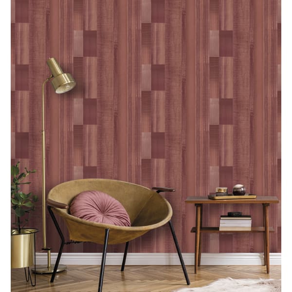 Papel pintado texturizado tnt tablas madera envejecida terracotta