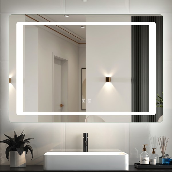 Espelho de casa de banho led 100×60cm + anti-embaciamento