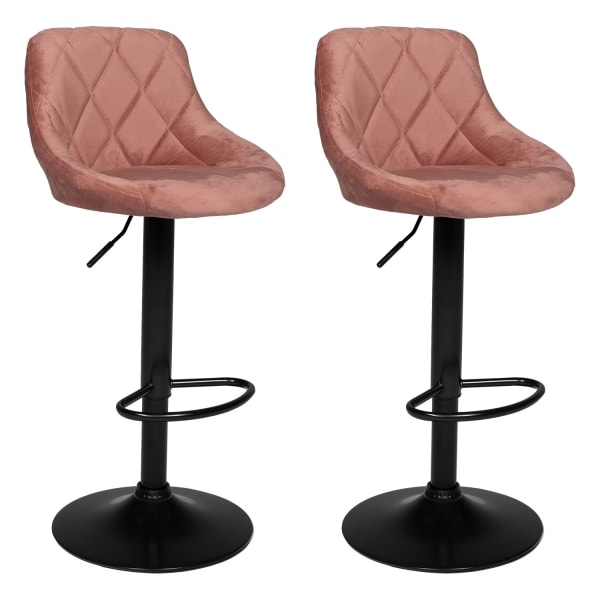 Juego de 2 taburetes de bar de terciopelo rosa robin