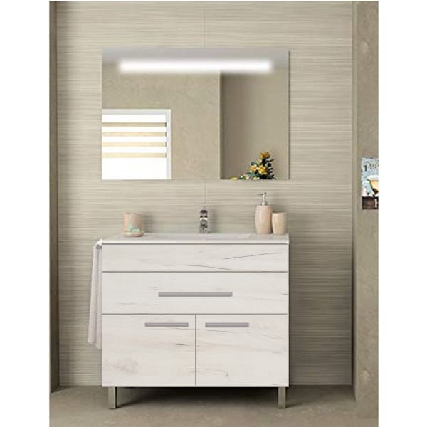 Mueble de Baño BAHIA con lavabo y espejo 75x45Cm Blanco nórdico