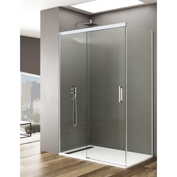 Resguardo de chuveiro BASIC 1+1 140x75 cm Transparente - Branco