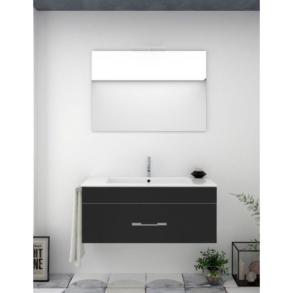 Mueble de baño florencia con lavabo y espejo 75x45cm grafito