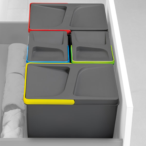 Emuca juego de contenedores con base recycle para cajón cocina