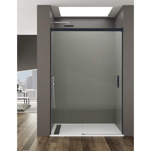 Mampara de ducha Frontal BASIC 1+1 170-175cm Transparente perfil Negro