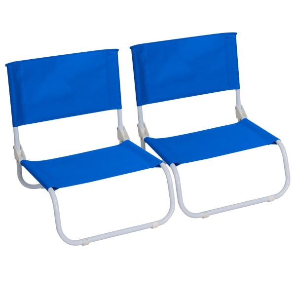 Pack 2 sillas plegables bajas de playa azul 45x49,5x17,5cm 7house