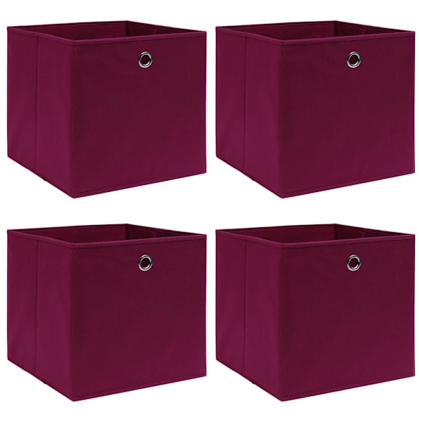 vidaXL cajas de almacenaje 4 uds tela rojo oscuro 32x32x32 cm
