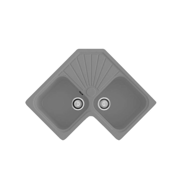 Poalgi - fregadero agata gris - sobre encimera - 2 cubetas