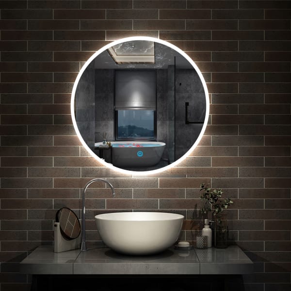Espelho de casa de banho led 60cm + anti-embaciamento + brilho ajustável