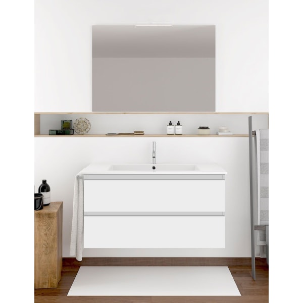 Mueble de Baño IBIZA con lavabo y espejo 100x45Cm Blanco