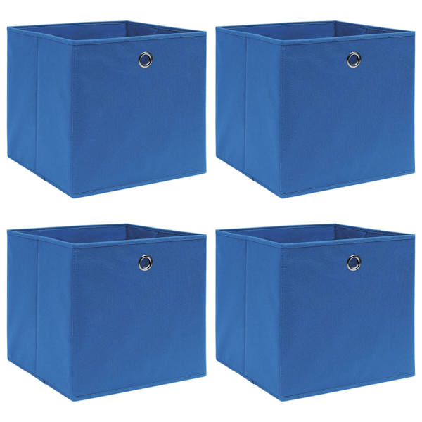 vidaXL cajas de almacenaje 4 uds tela azul 32x32x32 cm