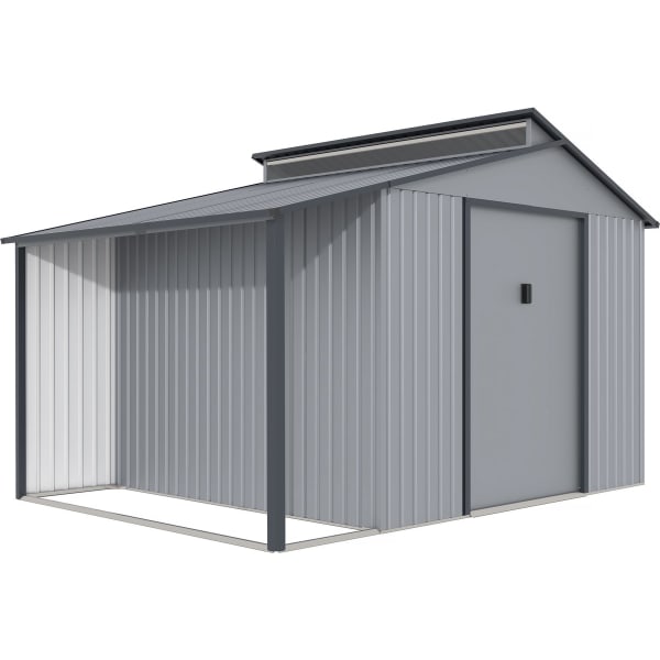 Caseta de metal con pergola "madras" - 9.12 m² - gris