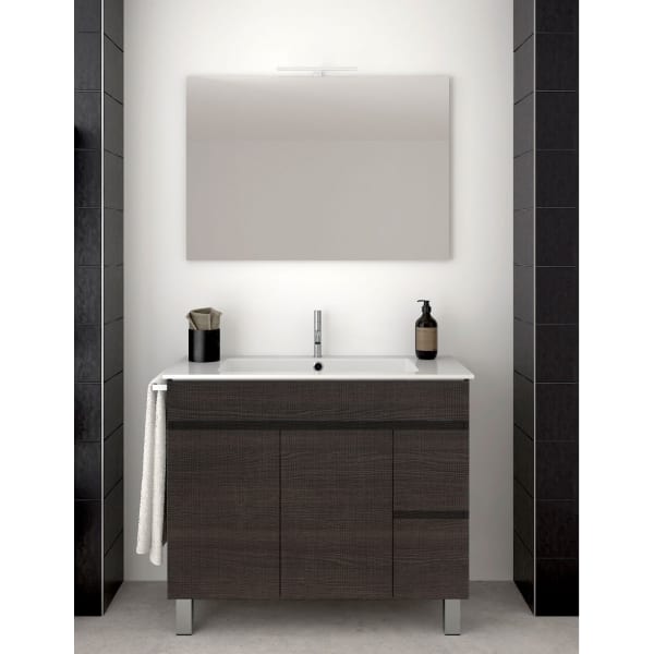 Mueble de Baño ISQUIA con lavabo y espejo 80x40Cm Roble Sinatra