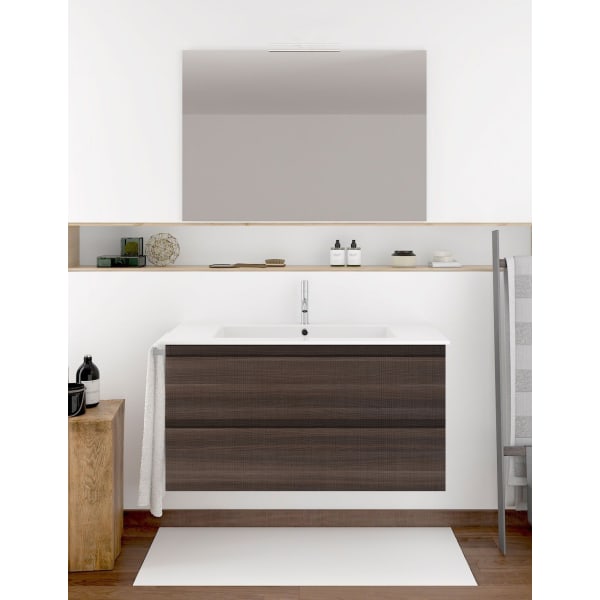 Mueble de baño ibiza con lavabo y espejo 80x40cm fresno tea