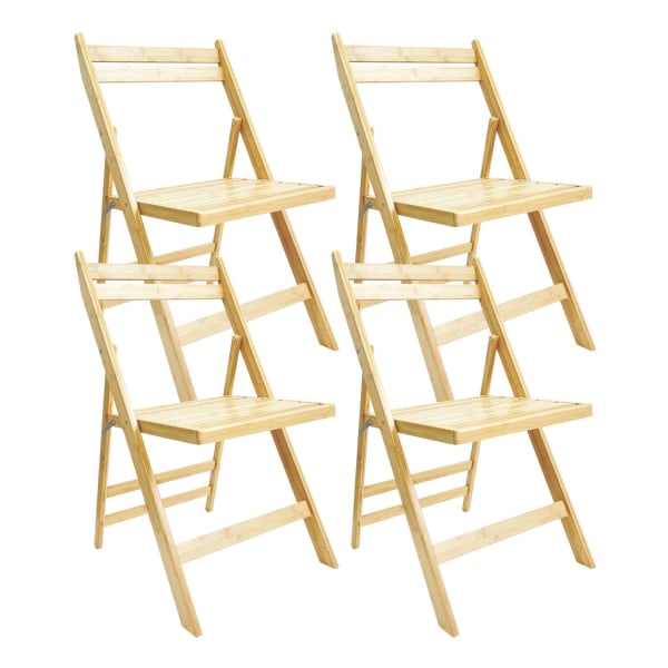 Conjunto de 4 cadeiras dobráveis em madeira de bambu 42,5x47,5x47,5x79