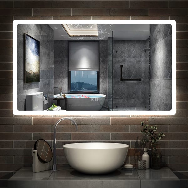 Espelho de casa de banho led 120×70cm + bluetooth + anti-embaciamento