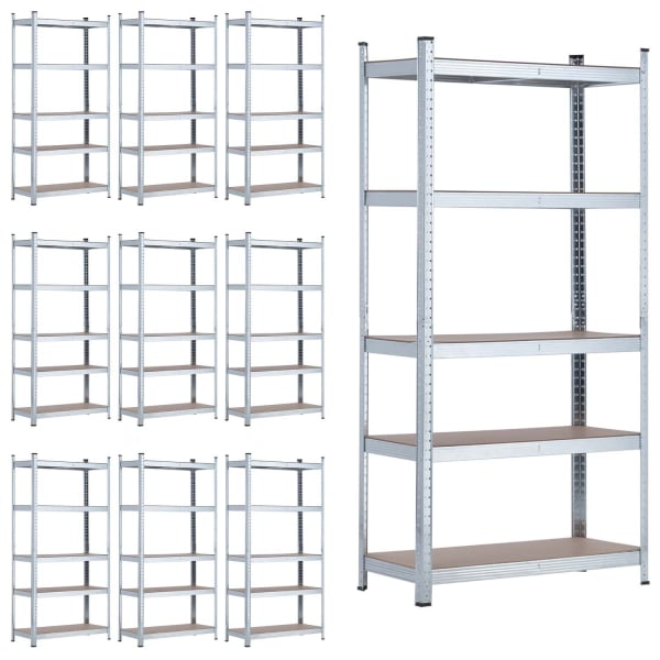 Megapack 10 estantes modulares galvanizadas com 5 prateleiras 180x90x40cm