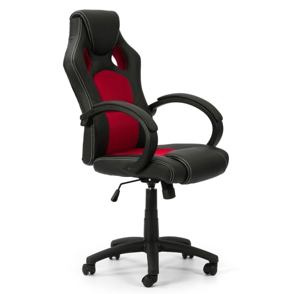 Cadeira de escritório elevatória e reclinável hamilton, preto/vermelho