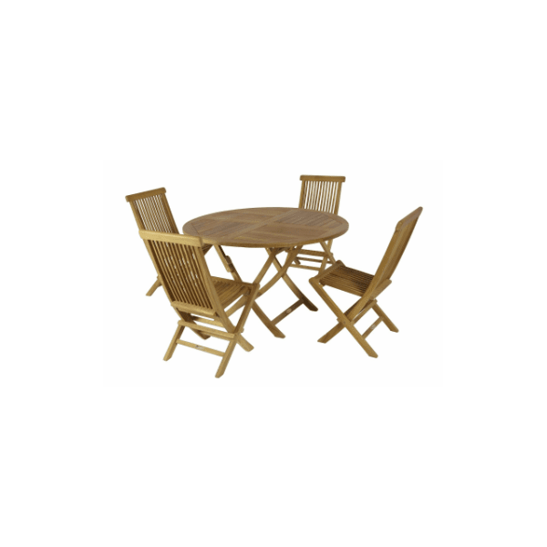 Set mesa redonda sillas teca natural